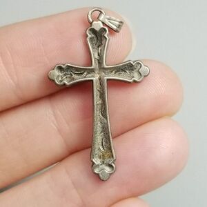 Vintage Sterling Silver Cross Pendant, Signed, Religious, Estate, Charm